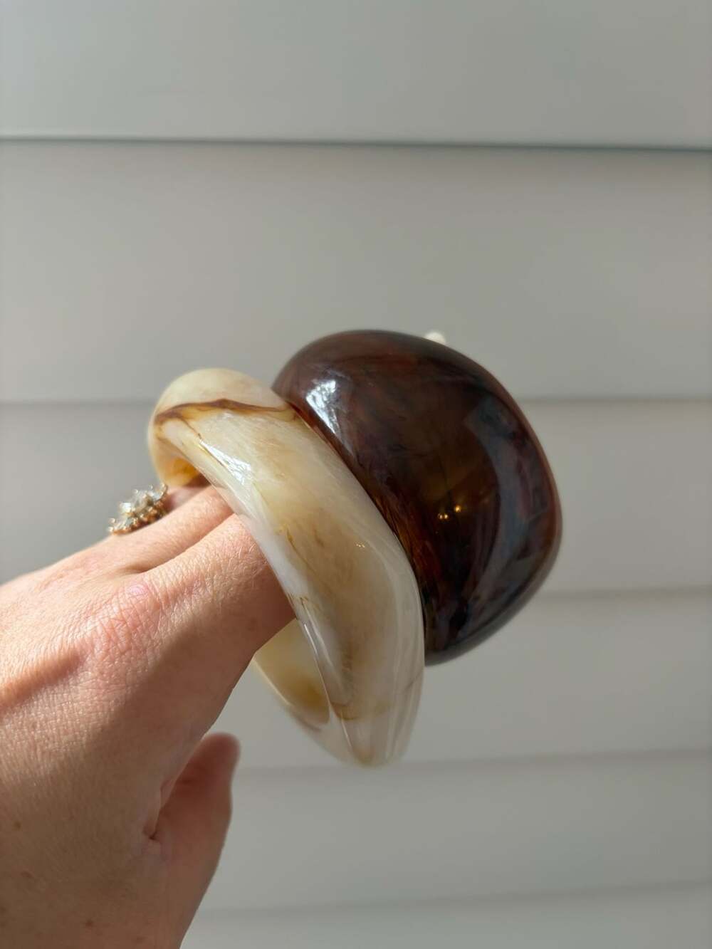 Zara Resin Chunky Resin Retro Bangle Bracelet Set Brown Tortoise